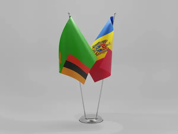 Mołdawia Zambia Flagi Współpracy Białe Tło Render — Zdjęcie stockowe