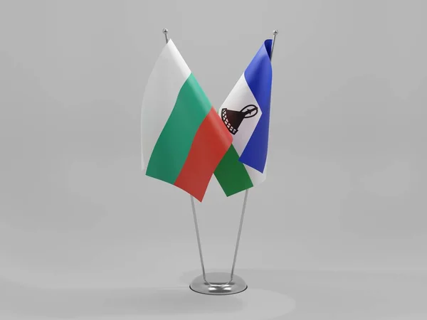 Lesotho Bulgarie Drapeaux Coopération Fond Blanc Render — Photo