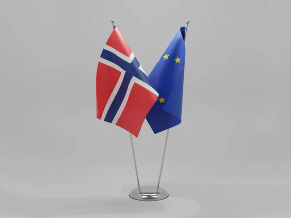 Flagi Współpracy Unia Europejska Norwegia Białe Tło Render — Zdjęcie stockowe