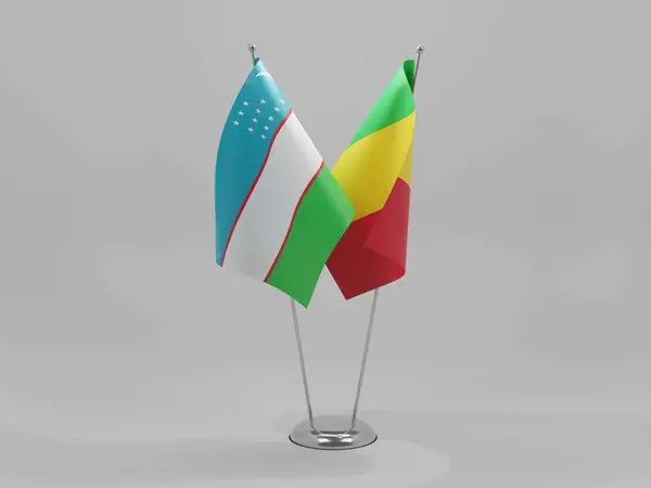Mali Usbekistan Kooperationsfahnen Weißer Hintergrund Render — Stockfoto