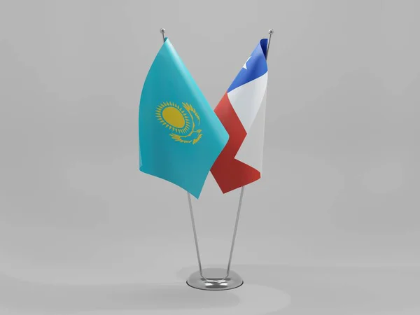 Chile Banderas Cooperación Kazajstán Fondo Blanco Render — Foto de Stock