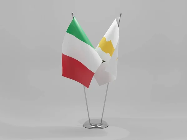 Chipre Itália Bandeiras Cooperação Fundo Branco Render — Fotografia de Stock