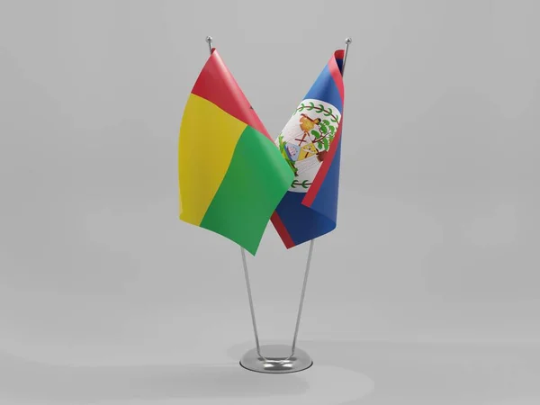 Belize Guinea Bissau Cooperation Flags White Background Render — Stock Photo, Image