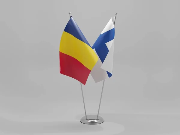 Finland Samenwerking Tsjaad Vlaggen Witte Achtergrond Render — Stockfoto