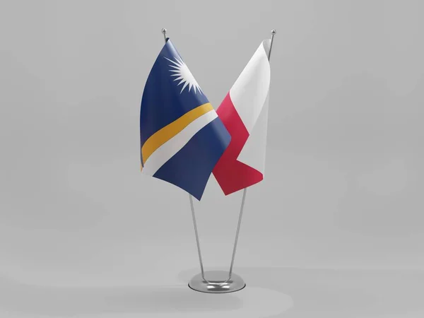 Polandia Marshall Islands Cooperation Flags White Background Render — Stok Foto