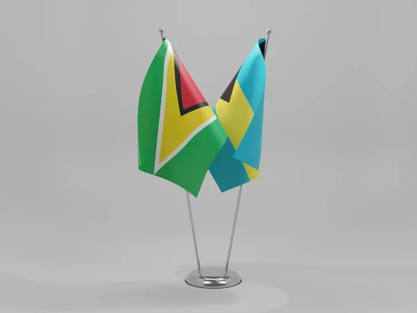 Bahamas Drapeaux Coopération Guyana Fond Blanc Render — Photo