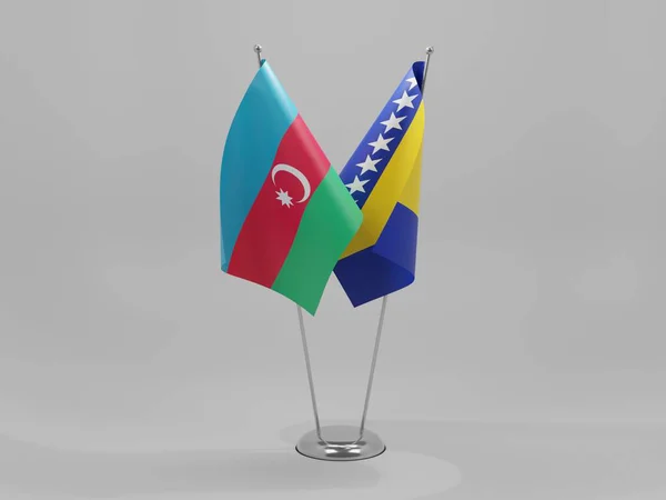 Bosnia Herzegovina Banderas Cooperación Azerbaiyán Fondo Blanco Render — Foto de Stock