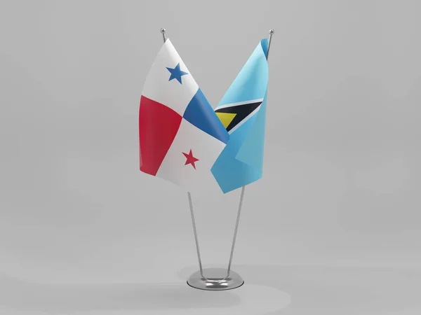 Saint Lucia Panama Együttműködési Zászlók Fehér Háttér Render — Stock Fotó