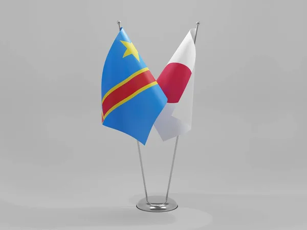 Japão Congo Bandeiras Cooperação República Democrática Fundo Branco Render — Fotografia de Stock