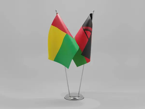 Malawi Drapeaux Coopération Guinée Bissau Fond Blanc Render — Photo