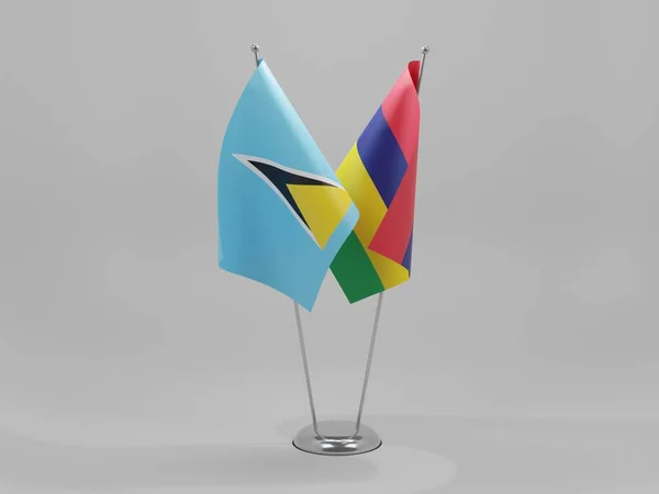 Mauritius Saint Lucia Cooperation Flags White Background Render — 스톡 사진