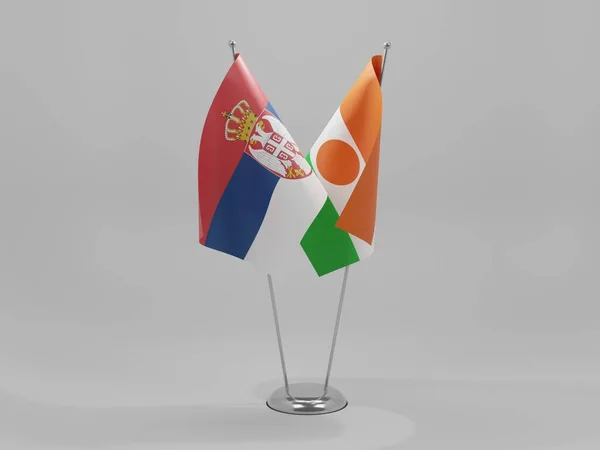Nijer Sırbistan Şbirliği Bayrakları Beyaz Arkaplan Hazırlama — Stok fotoğraf