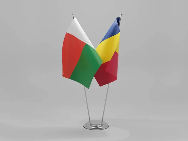 Czad Madagaskar Flagi Współpracy Białe Tło Render — Zdjęcie stockowe