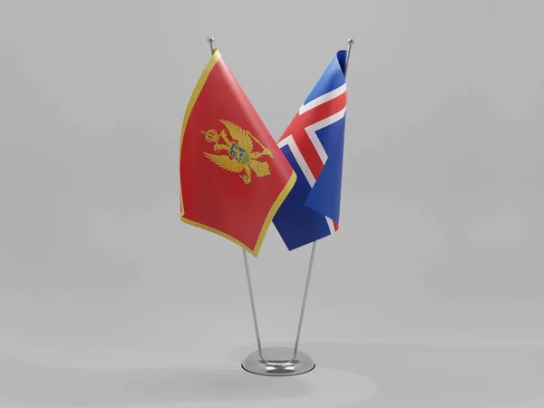 Iceland Montenegro Cooperation Flags White Background Render — Stock Photo, Image