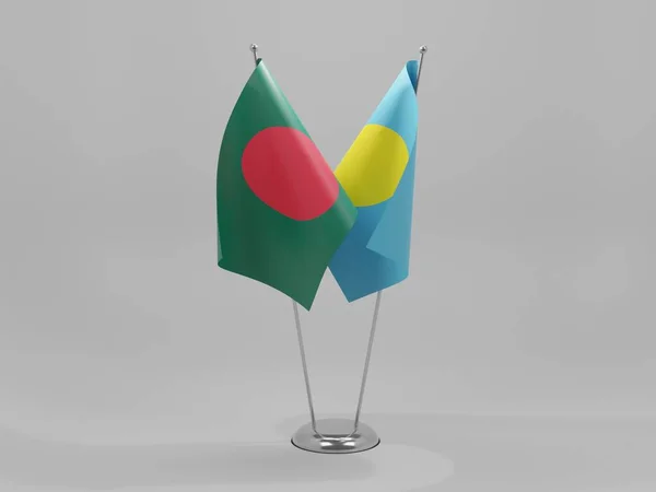 Palau Bangladesh Cooperation Flags White Background Render — 스톡 사진