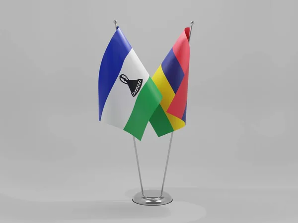 Mauricio Banderas Cooperación Lesotho Fondo Blanco Render — Foto de Stock