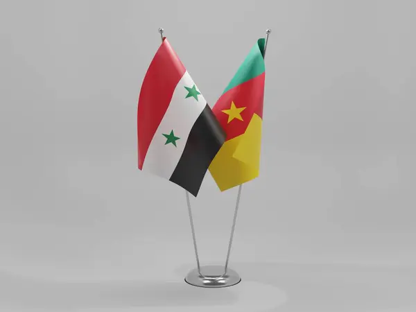 Kameroen Syrië Samenwerking Vlaggen Witte Achtergrond Render — Stockfoto