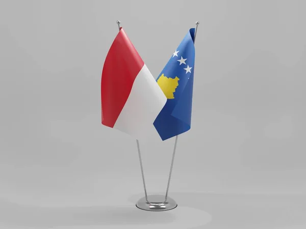 Kosovo Bandeiras Cooperação Mônaco Fundo Branco Render — Fotografia de Stock