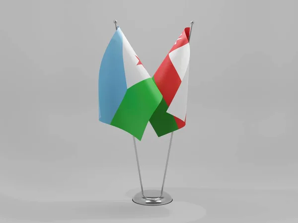 Omã Bandeiras Cooperação Jibuti Fundo Branco Render — Fotografia de Stock