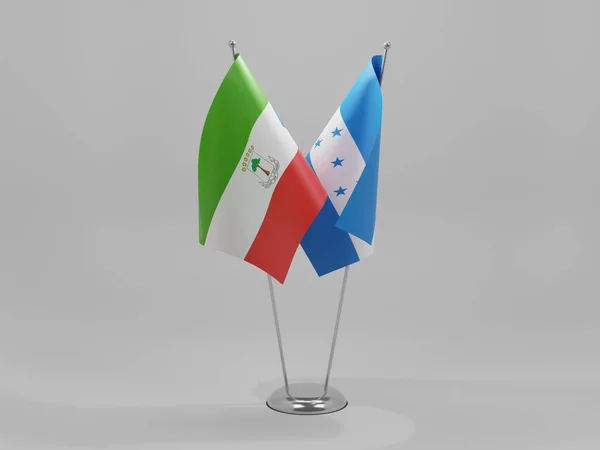 Honduras Flaggen Der Zusammenarbeit Mit Äquatorialguinea Weißer Hintergrund Render — Stockfoto