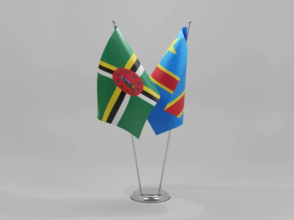 Repubblica Democratica Del Congo Bandiere Cooperazione Dominica Sfondo Bianco Render — Foto Stock