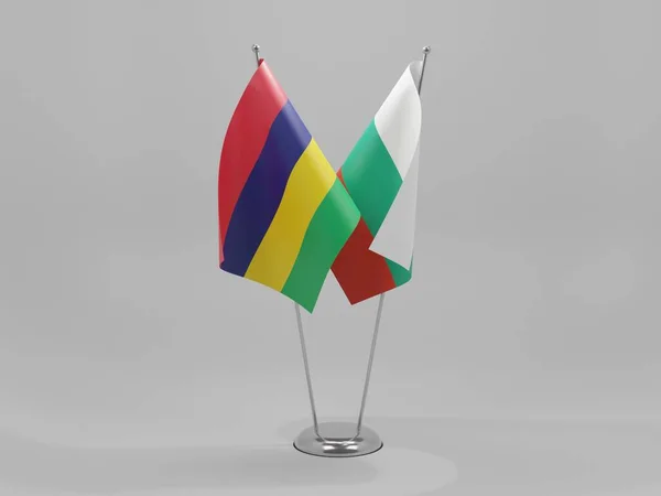 Bulgária Bandeiras Cooperação Maurícia Fundo Branco Render — Fotografia de Stock