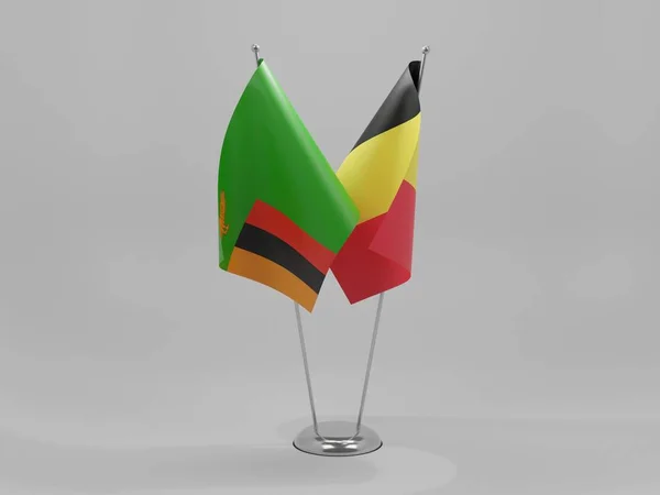 Belgium Zambia Cooperation Flags White Background Render — Stock Photo, Image