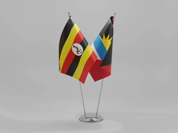 Antigua Barbuda Bandiere Cooperazione Uganda Sfondo Bianco Render — Foto Stock