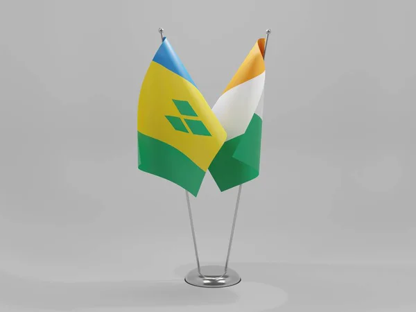 Cote Ivoire Saint Vincent Grenadines Şbirliği Bayrakları Beyaz Arkaplan — Stok fotoğraf