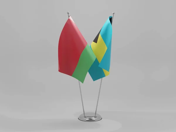 巴哈马 白俄罗斯合作旗 白色背景 3D渲染 — 图库照片