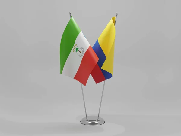 Colombie Drapeaux Coopération Guinée Équatoriale Fond Blanc Render — Photo