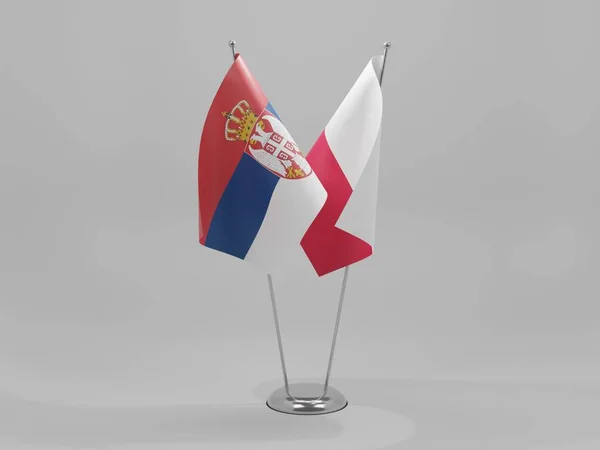 Poland Serbia Cooperation Flags White Background Render — стокове фото
