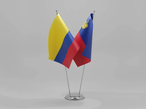 Liechtenstein Colombia Banderas Cooperación Fondo Blanco Render — Foto de Stock