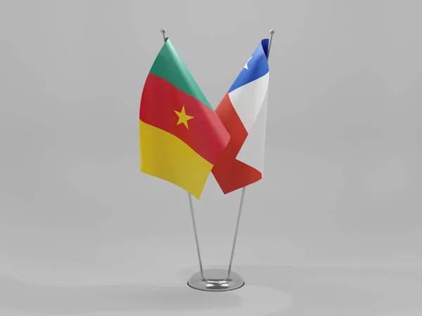 Chile Kamerun Kooperationsfahnen Weißer Hintergrund Render — Stockfoto