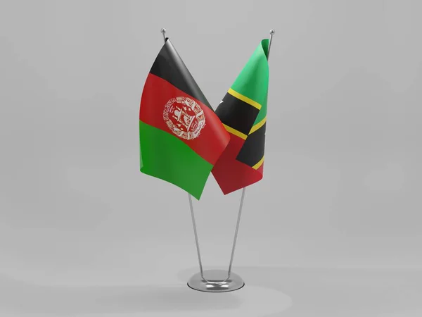 Saint Kitts Nevis Afghanistan Cooperation Flags White Background Render — Stock Photo, Image