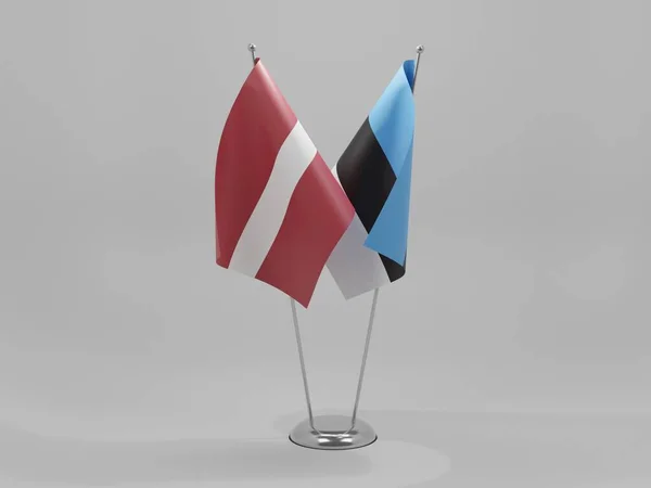 Estonia Banderas Cooperación Letonia Fondo Blanco Render —  Fotos de Stock