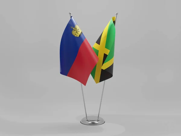Jamaica Liechtenstein Cooperation Flags White Background Render — стокове фото