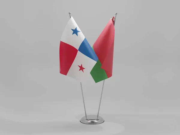 Fehéroroszország Panama Együttműködési Zászlók Fehér Háttér Render — Stock Fotó