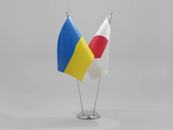 Japan Ukraine Cooperation Flags White Background Render — стокове фото