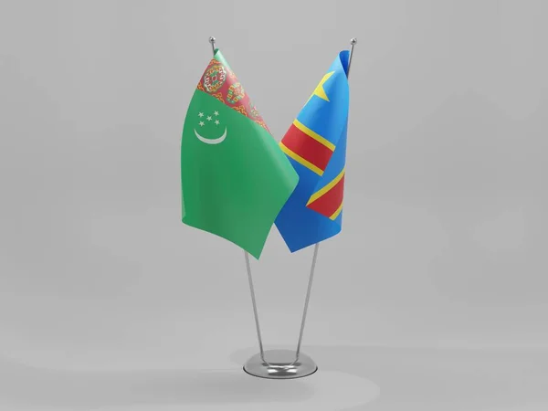 Demokratická Republika Kongo Turkmenistán Vlajky Spolupráce Bílé Pozadí Render — Stock fotografie