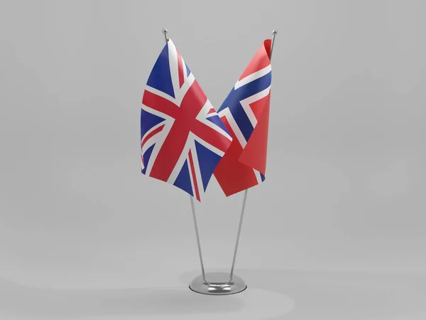 Noruega Reino Unido Bandeiras Cooperação Fundo Branco Render — Fotografia de Stock