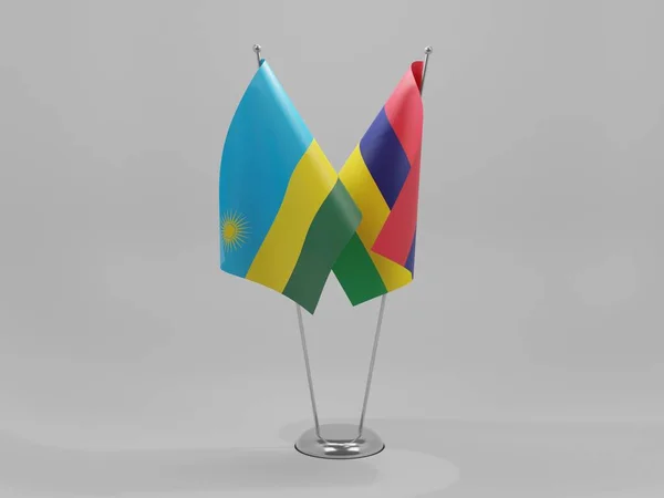 Mauritius Rwanda Cooperation Flags White Background Render — Stock Photo, Image