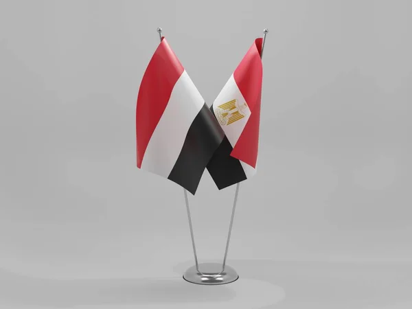 Egypte Jemen Samenwerking Vlaggen Witte Achtergrond Render — Stockfoto