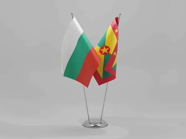 Γρενάδα Βουλγαρία Σημαίες Συνεργασίας Λευκό Φόντο Render — Φωτογραφία Αρχείου