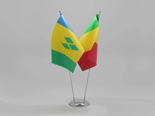 Мали Флаги Сотрудничества Сент Винсента Гренадин Белый Фон Рендер — стоковое фото