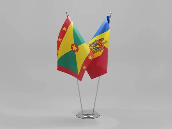 Moldova Bandiere Cooperazione Grenada Sfondo Bianco Render — Foto Stock