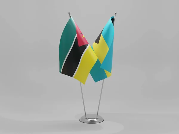 Bahama Szigetek Mozambiki Együttműködési Zászlók Fehér Háttér Render — Stock Fotó