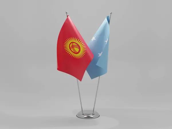 ミクロネシア キルギス協力旗 3Dレンダリング — ストック写真
