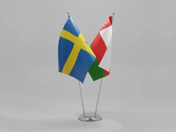 Oman Suède Drapeaux Coopération Fond Blanc Render — Photo