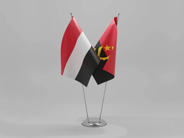 Angola Banderas Cooperación Yemen Fondo Blanco Render —  Fotos de Stock